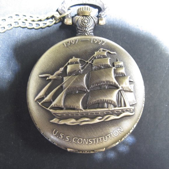 200th Anniversary Pocket Watch showing Old Ironsides- The USS Constitution - Picture 1 of 5